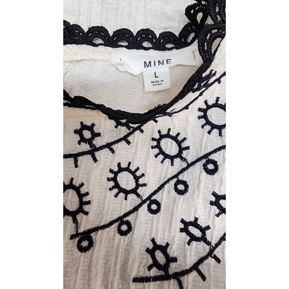 Vintage-Inspired Cream & Black Embroidered Ruffle Sleeve Blouse By Mine - Picture 13 of 16